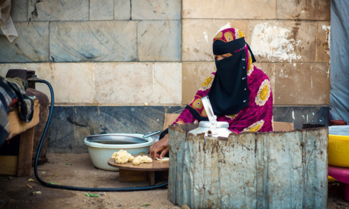 Qaboula, Yemen - a mother of seven, she fled the war with her family