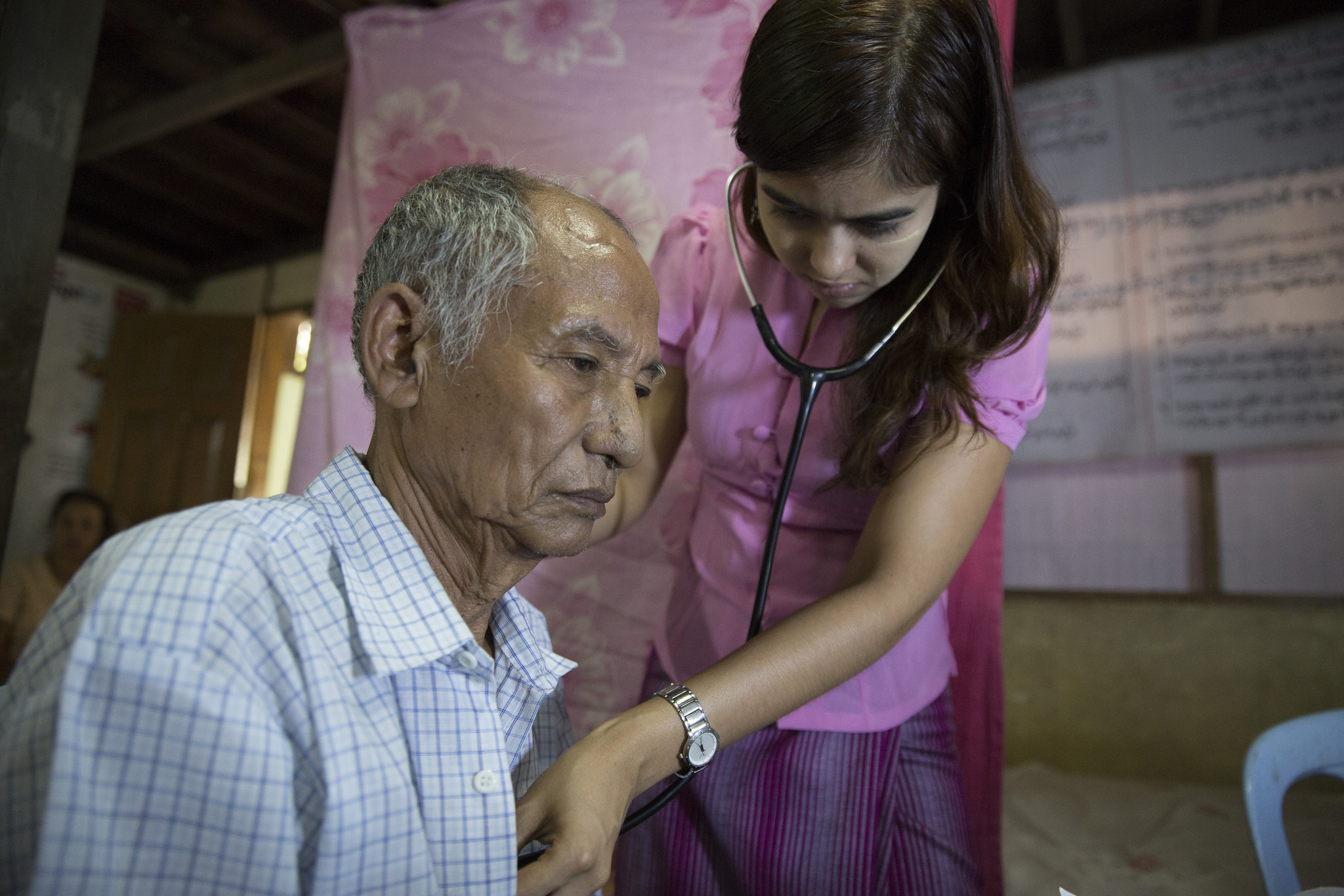 Dr May Thazin at a Pop-up health clinic, East Dagon near Yangon, Myanmar taken by Hereward Holland